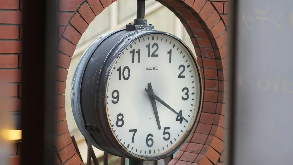 A vintage station clock mounted in a round red-brick archway. — a The Obsidian Key guide to 7 Morning Mistakes That Scatter Your Signal: a Self-Check.