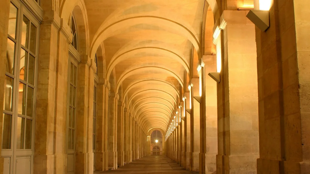 A long vaulted stone corridor recedes toward a distant warm light. — a The Obsidian Key guide to Advanced Shield Work: Recovery Rites for Key Practitioners.