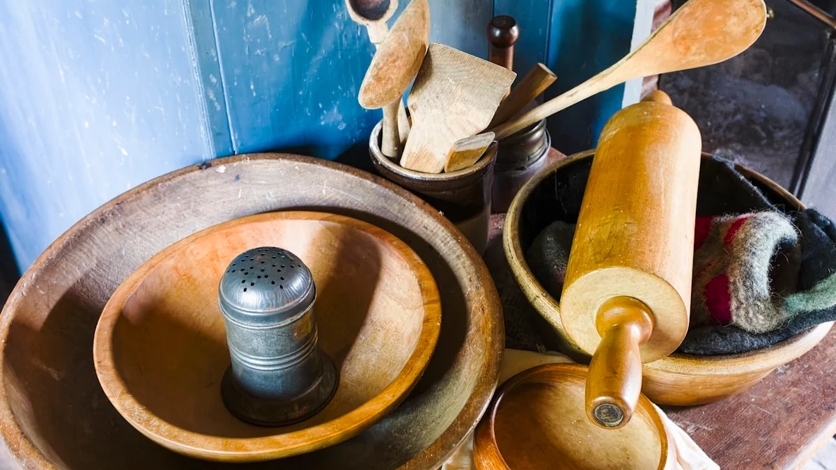 Old wooden bowls and worn utensils gathered on a wooden table. — a The Obsidian Key guide to The First Circulation Act: How to Move Money on Purpose.