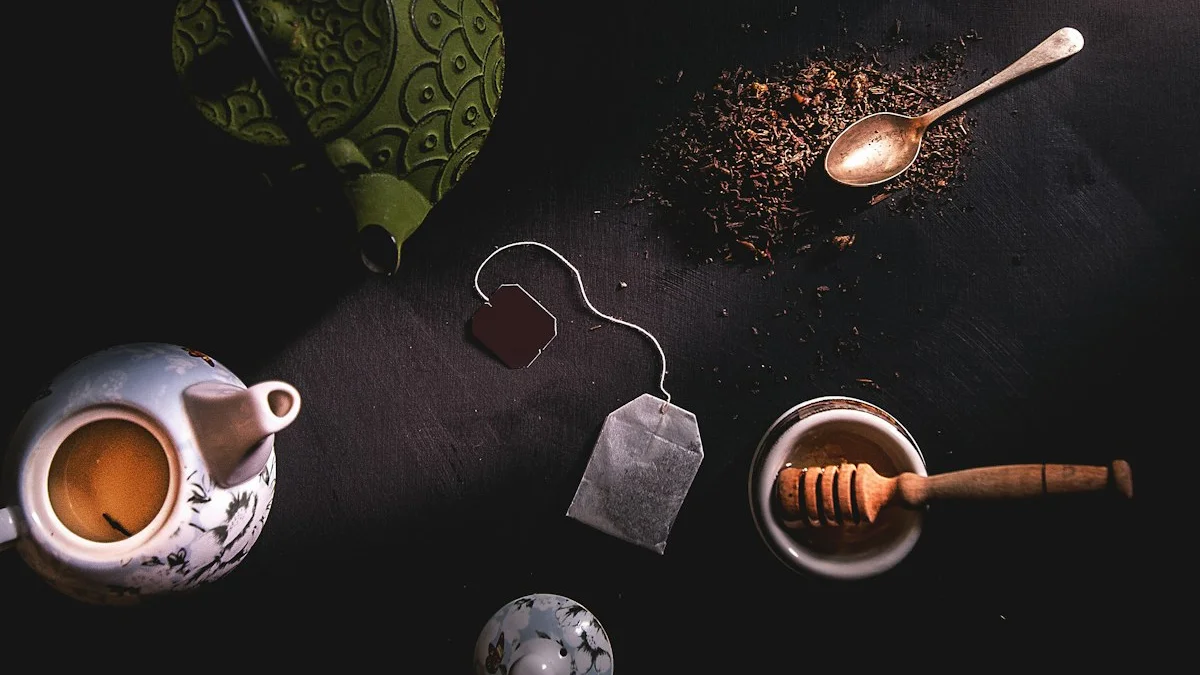 Loose tea measured out beside teapots, a spoon and honey on a dark wooden table. — a The Obsidian Key guide to The Parasite Test: Takes Attention Returns None.