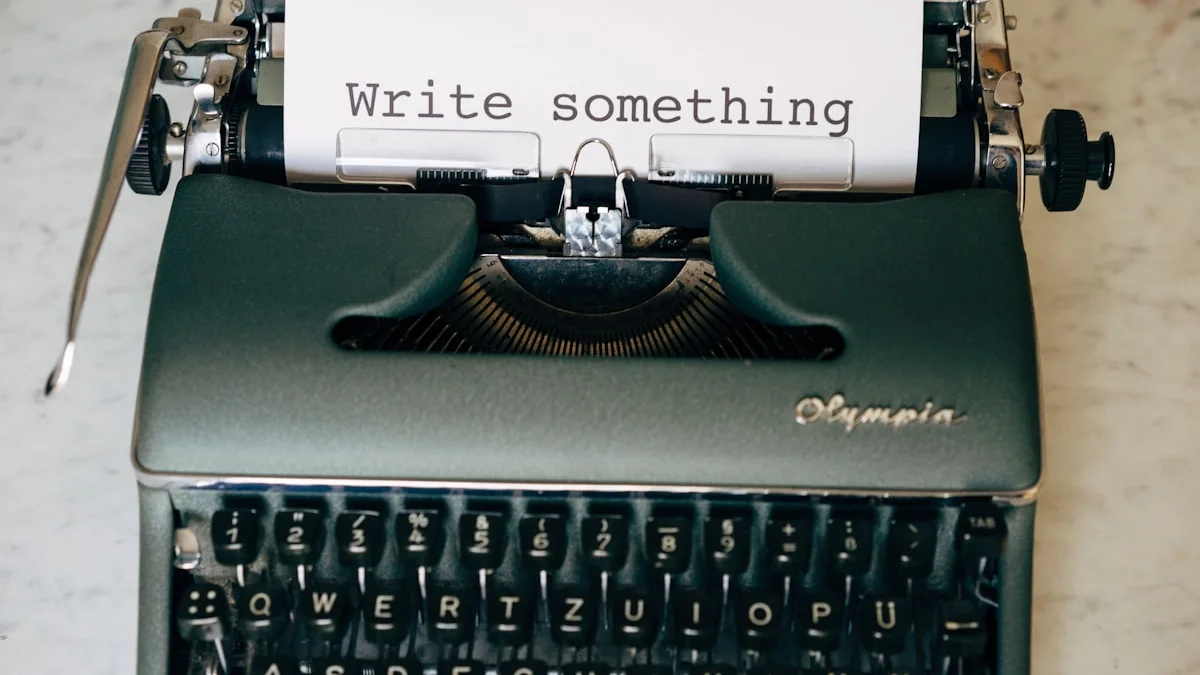 A vintage green Olympia typewriter with a sheet of paper reading 'Write something'. — a The Obsidian Key guide to Wet Paint: Protecting the Thirty Minutes After the Seat.