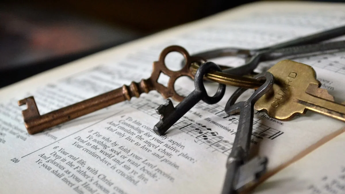Antique brass and iron keys resting on the open pages of an old book. — a The Obsidian Key guide to What Is The Obsidian Key About? A Plain Overview.